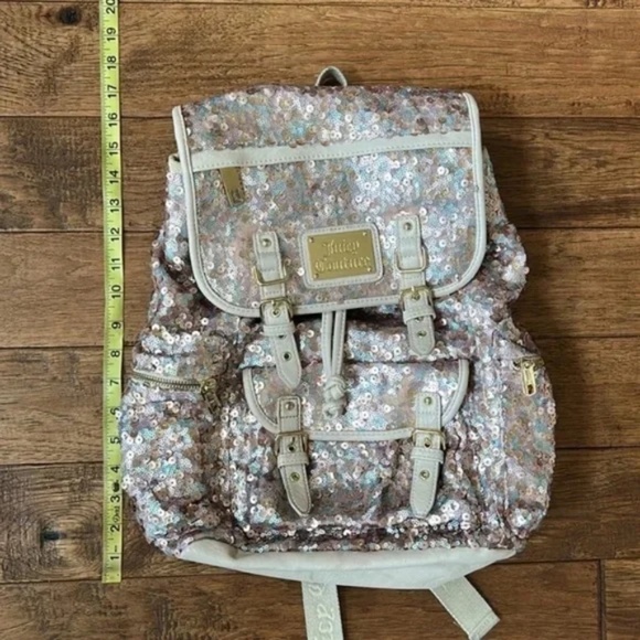 Juicy Couture Rainbow Sequined Pink Gold Multicolor Backpack Y2K Eras Tour Pride